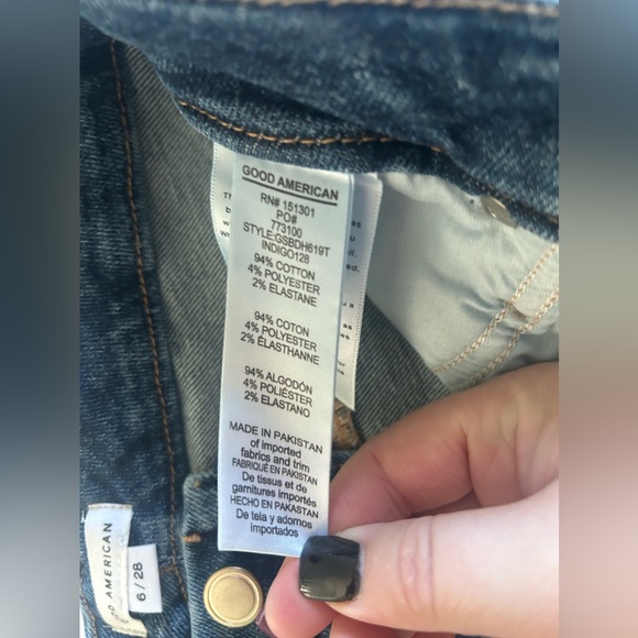 *GOOD AMERICAN Good Legs Straight Indigo Distressed Jean Indigo 6/28 NWT O-26 - Picture 5 of 14